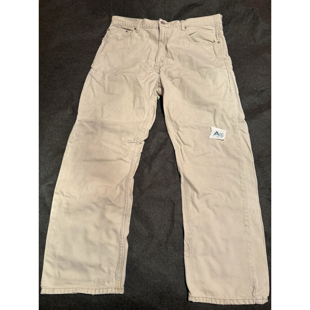 Levis 505 Mens Jeans 40X30 White Denim Cotton Bottoms Regular Fit